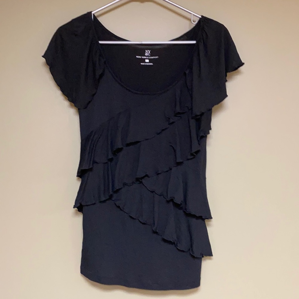 Black ruffle T-shirt